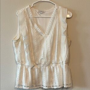 Madewell Ivory Lace V-Neck Blouse